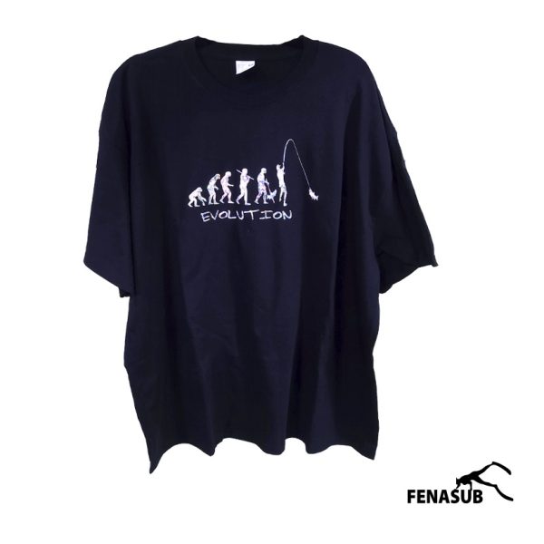 Polera Evolution Pescador negra holográfica